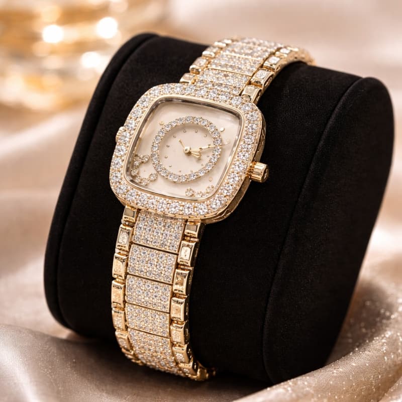 Aradhya925 Unique Design Stone Movement Analog watch