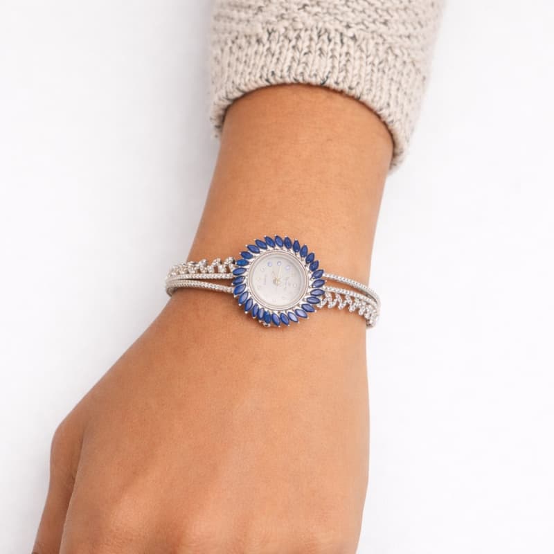 Aradhya925 Blue Stone Designer Analog Silver925 Women's watch