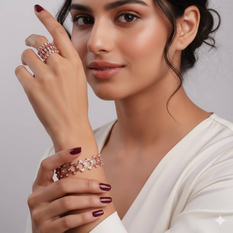 Aradhya925 Convertable Ring And Bracelet Rose Gold