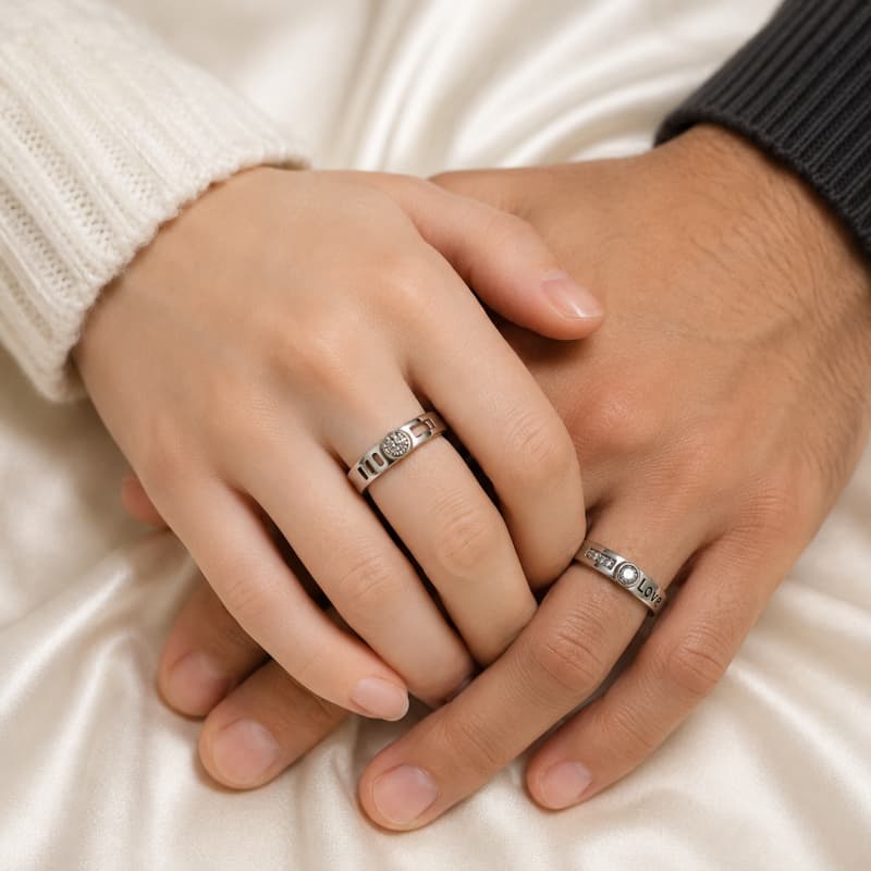 Aradhya925 Silver Promise Couple Ring