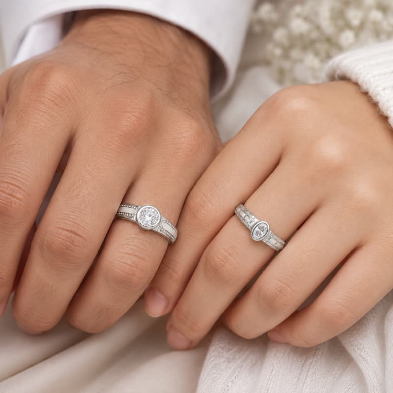 Silver 925 Stone Couple Ring