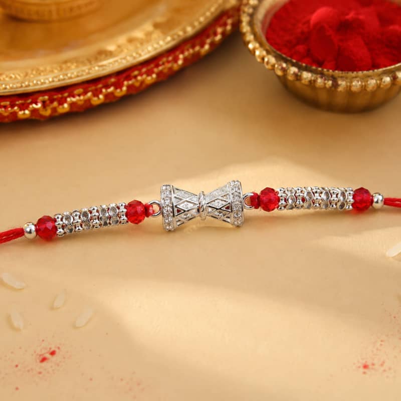 Aradhya925 Sterling Silver Damru Rakhi