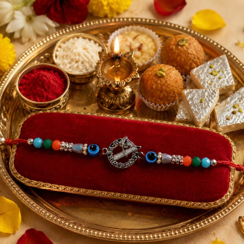 Aradhya925 Krishna Silver Rakhi