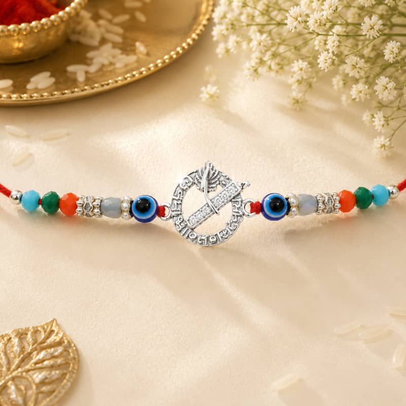 Aradhya925 Krishna Silver Rakhi