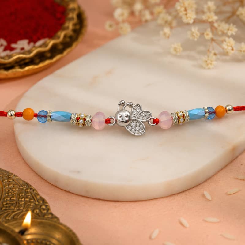 Aradhya925 Silver Butterfly Rakhi
