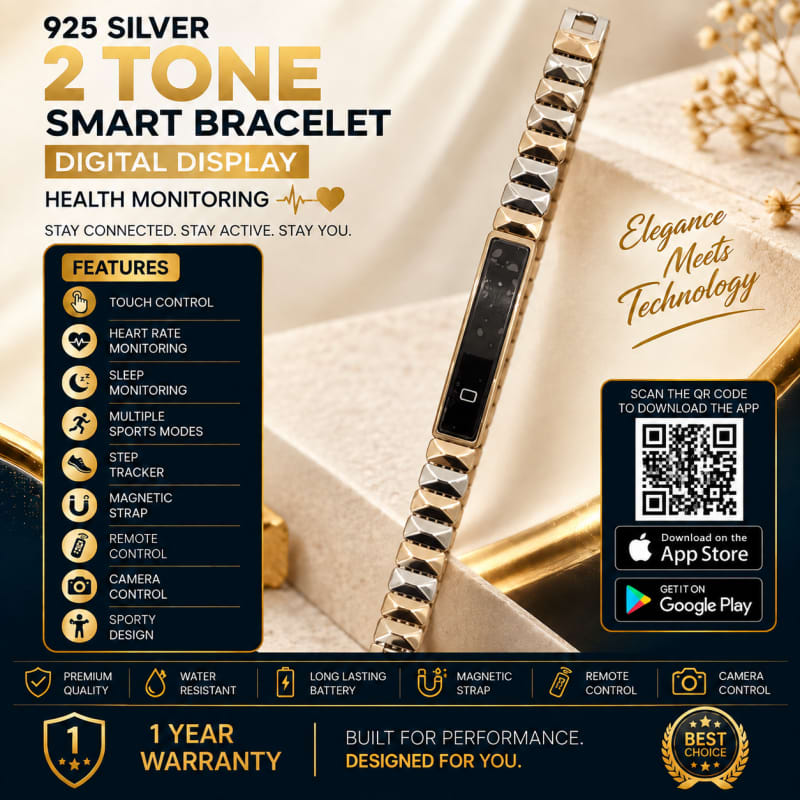 Aradhya925 Sterling Silver Unisex Smart Bracelet
