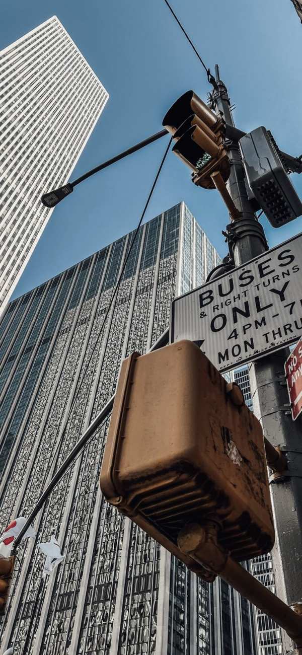 Urban Skyscrapers and Traffic Lights — phone wallpaper