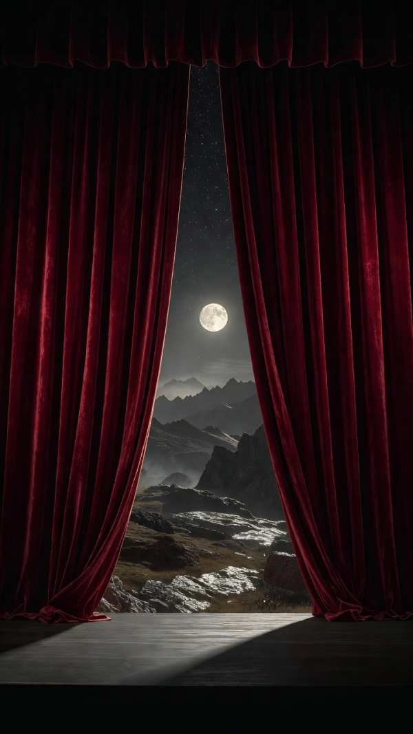 Dramatic Moonlit Mountain Stage — phone wallpaper