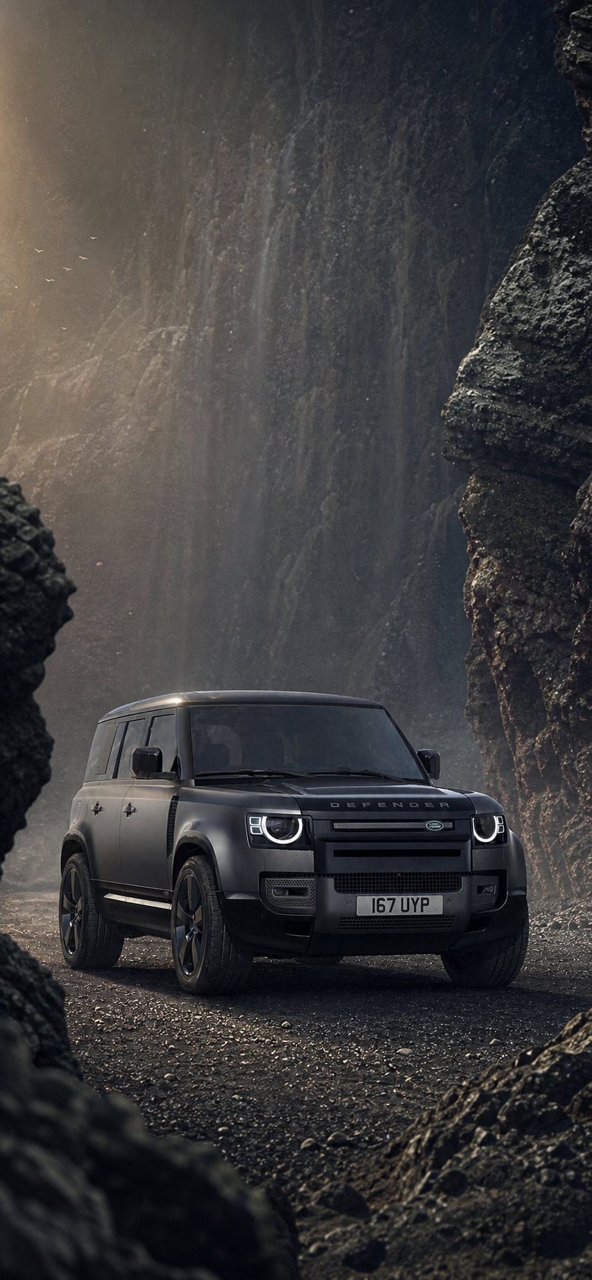 Dark Defender in Misty Canyon — phone wallpaper preview