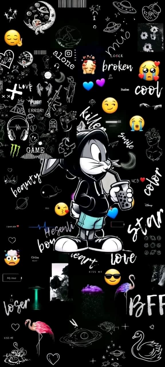 Bugs Bunny Edgy Emoji Doodle — phone wallpaper
