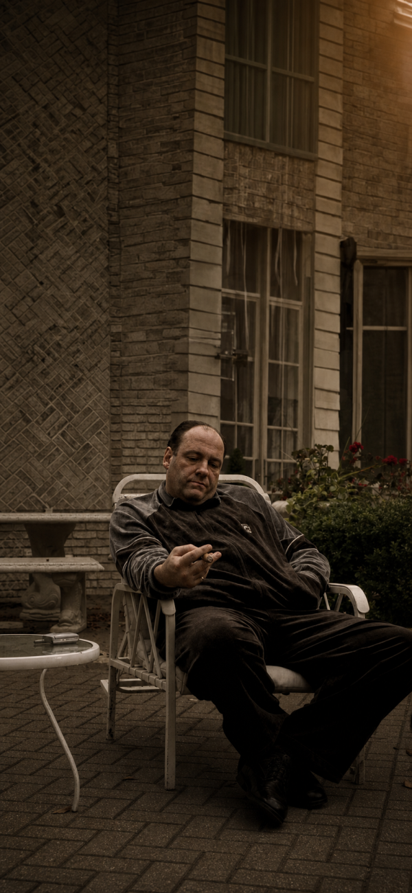 Tony Soprano Pensive Cigar Moment — phone wallpaper