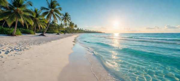 Idyllic Tropical Beach Sunset Serenity — desktop wallpaper