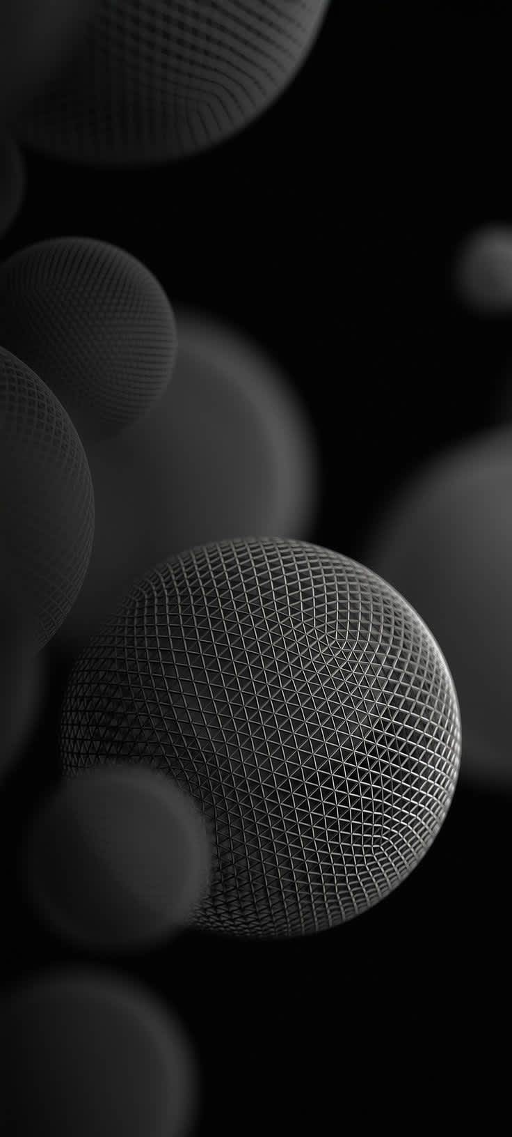 Dark Abstract Geometric Spheres — phone wallpaper preview