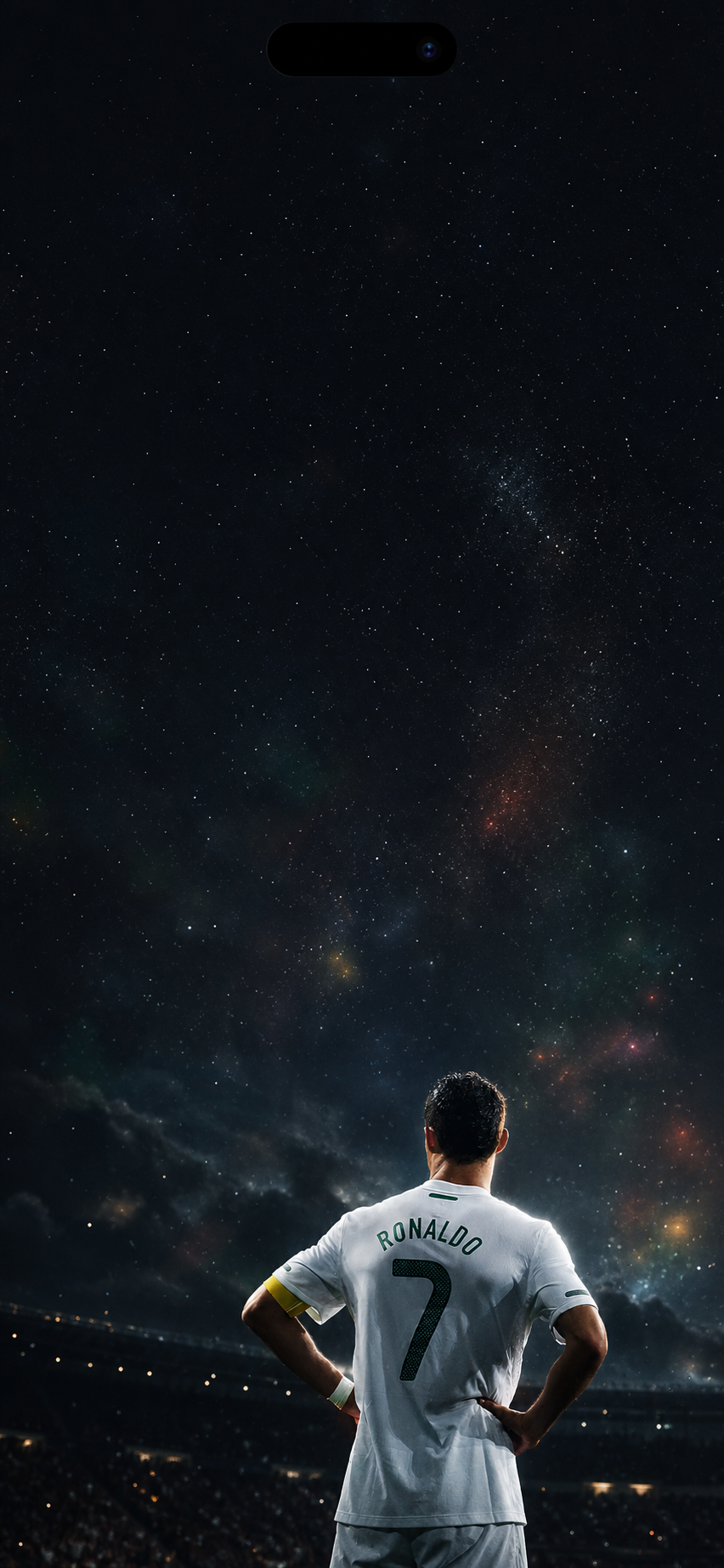 Ronaldo Under Starry Stadium Sky — phone wallpaper preview