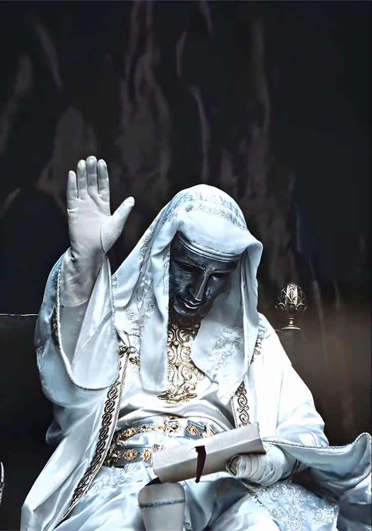 Mysterious Robed Figure Blessing — phone wallpaper preview