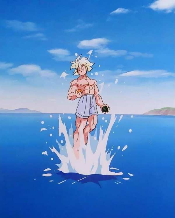 Dynamic Saiyan Water Burst — phone wallpaper