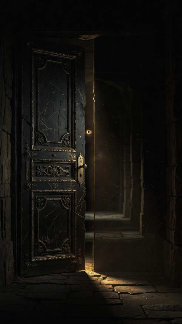 Mysterious Ornate Doorway Golden Light — phone wallpaper