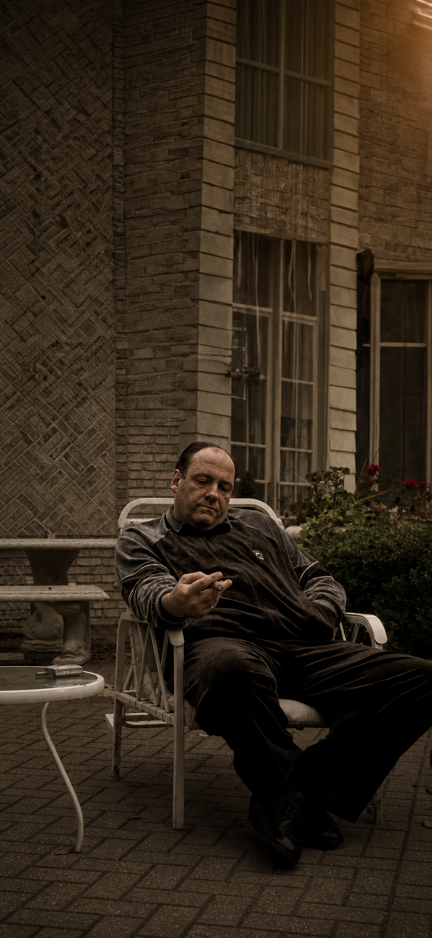 Tony Soprano Pensive Cigar Moment — phone wallpaper preview