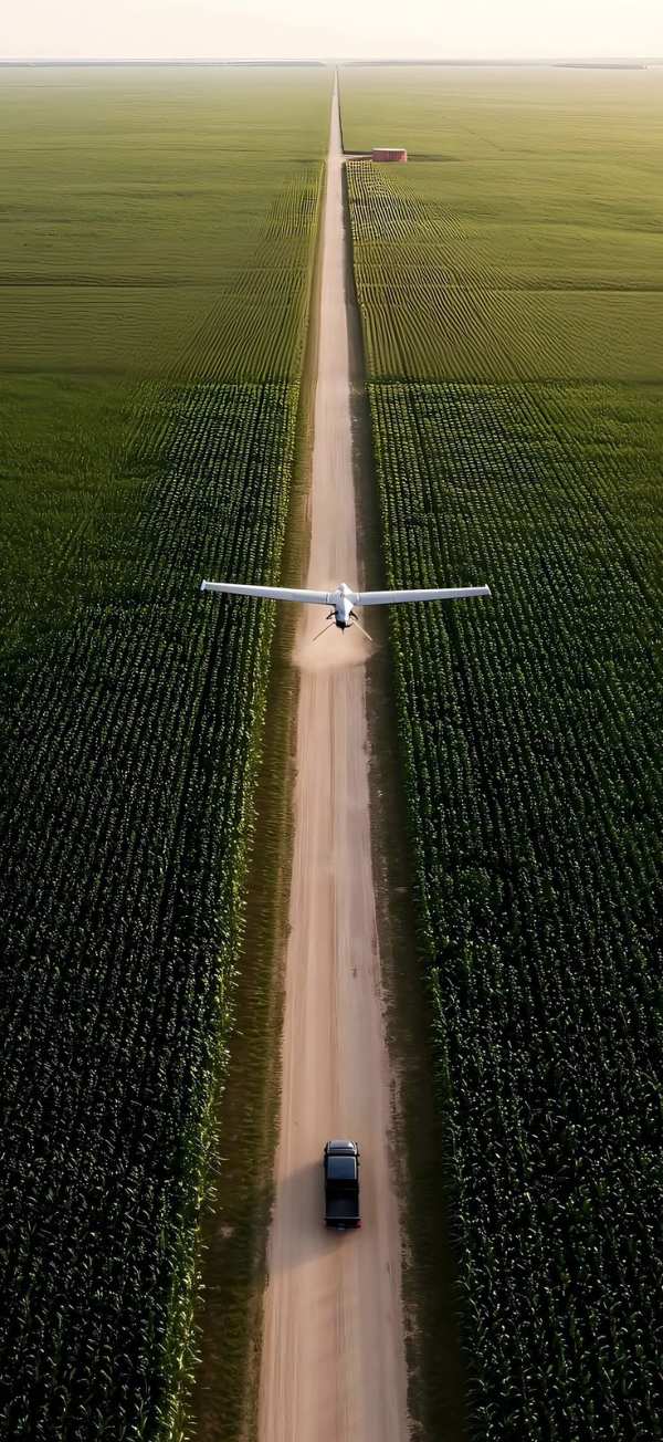 Agricultural Drone Over Endless Green Fields — phone wallpaper
