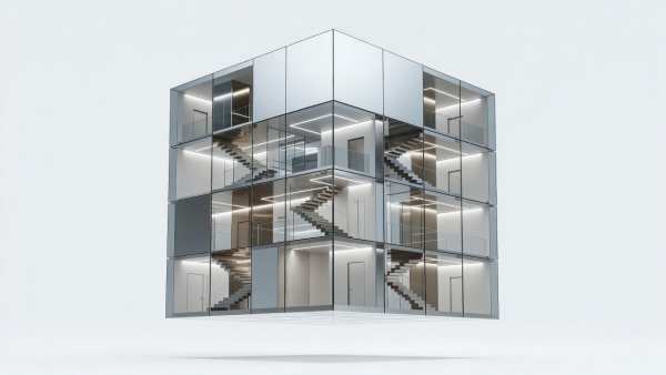 Floating Glass Cube Architecture — desktop wallpaper