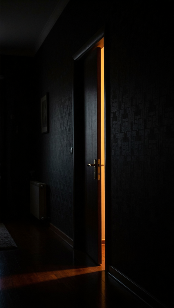 Golden Glow from Ajar Doorway — phone wallpaper