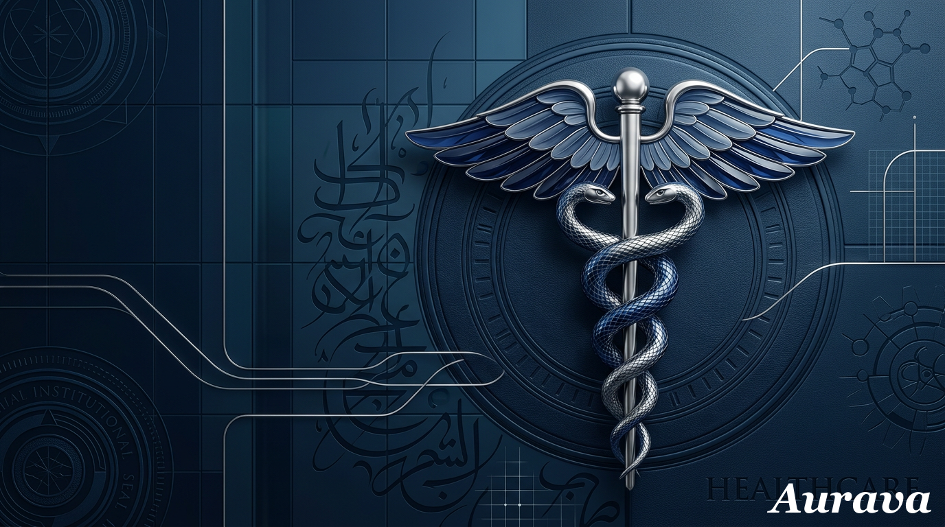 Caduceus Medical Symbol Blue — desktop wallpaper preview