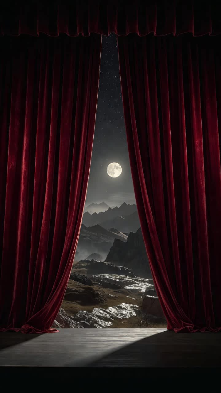 Dramatic Moonlit Mountain Stage — phone wallpaper preview