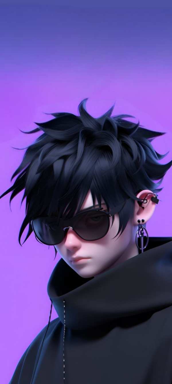 Stylish Anime Character Purple Vibe — phone wallpaper
