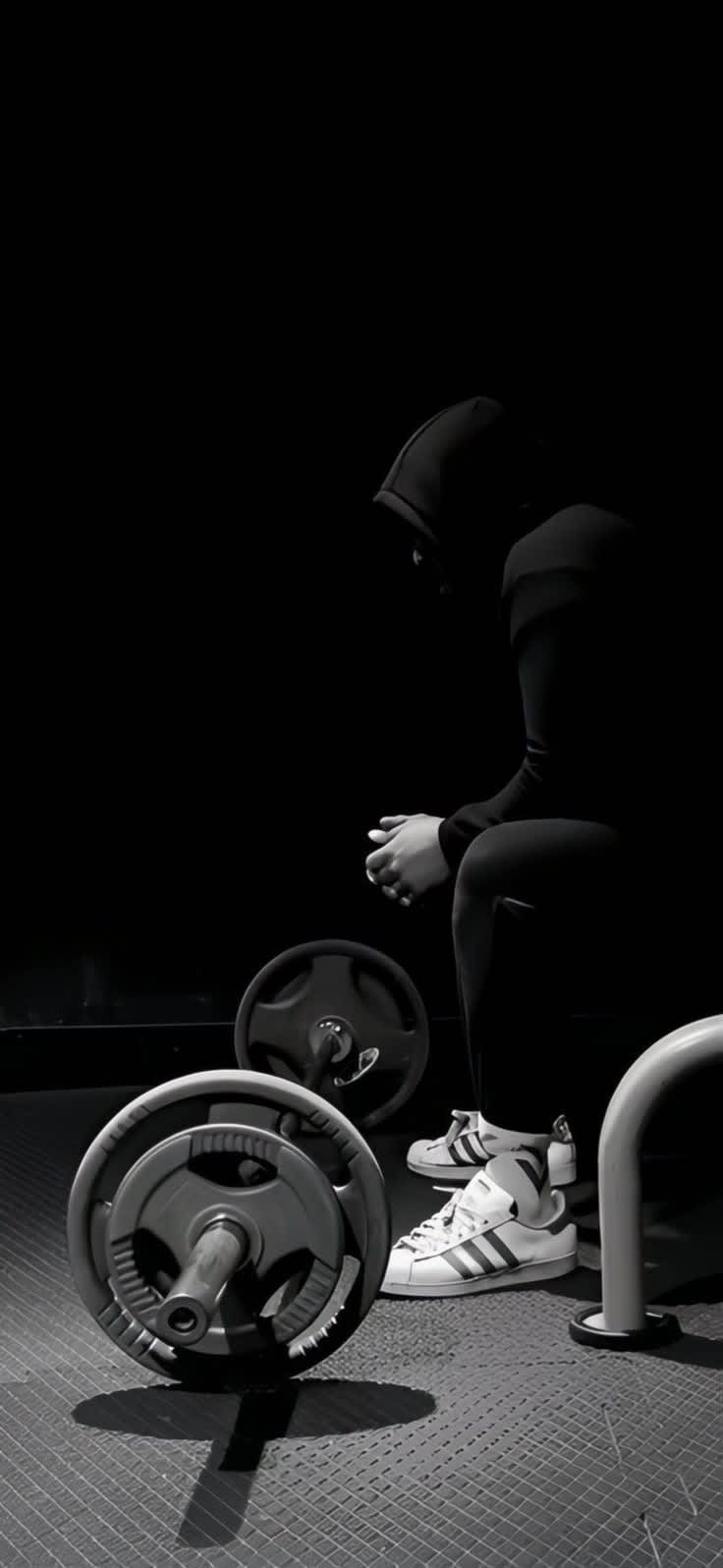 Gym Barbell Solitude — phone wallpaper preview