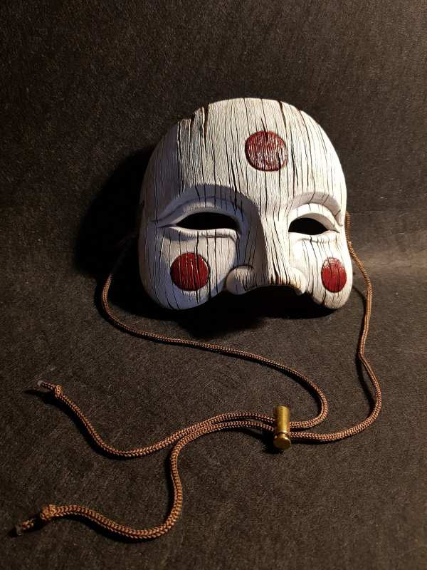 Mysterious White Wooden Mask — phone wallpaper