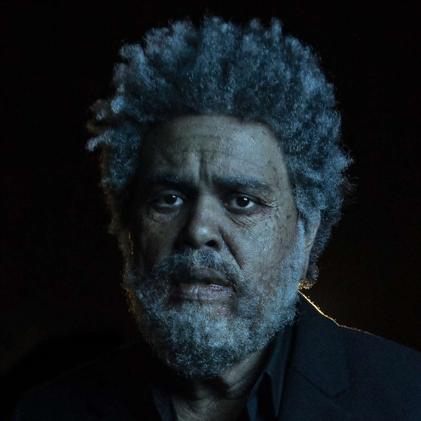The Weeknd Aged Portrait Dark Blue — tablet wallpaper preview
