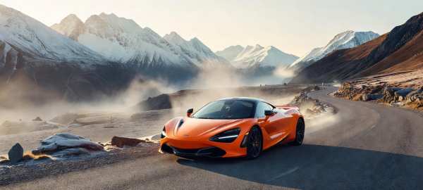 Orange McLaren Alpine Road Mist — desktop wallpaper