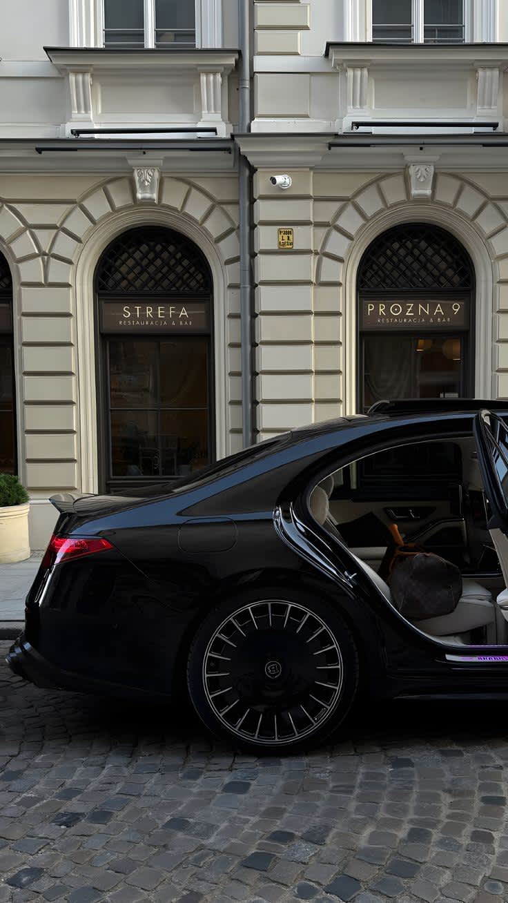 Sleek Black Luxury Car Urban Elegance — phone wallpaper preview