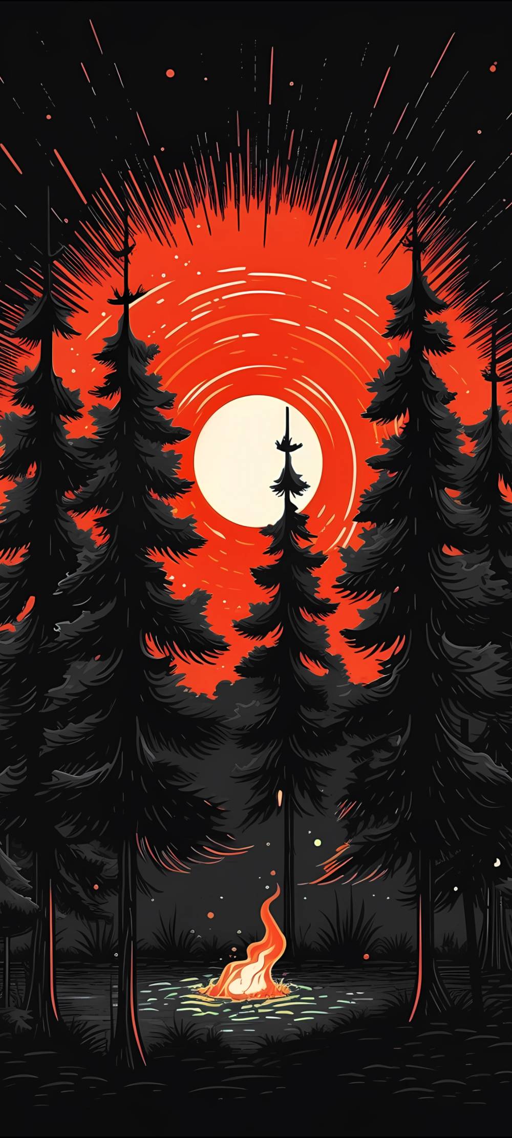 Stark Forest Campfire Glow