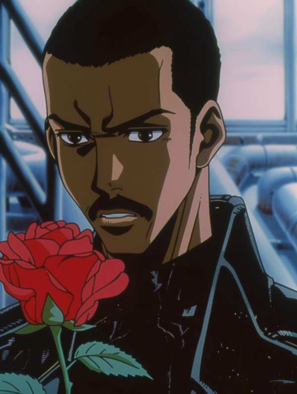 Intense Anime Character with Rose — phone wallpaper
