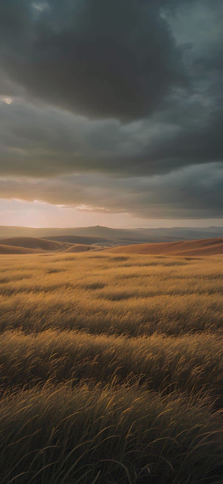 Golden Fields Under Dramatic Sky — phone wallpaper preview