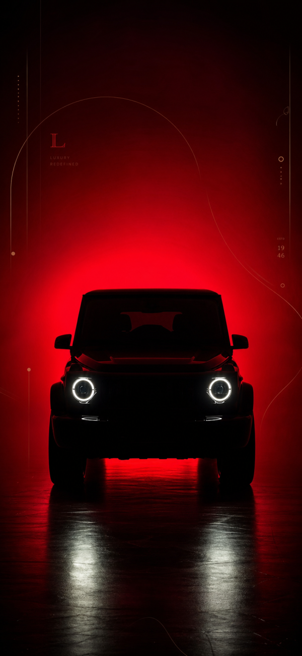 Luxury SUV Silhouette Red Glow — phone wallpaper