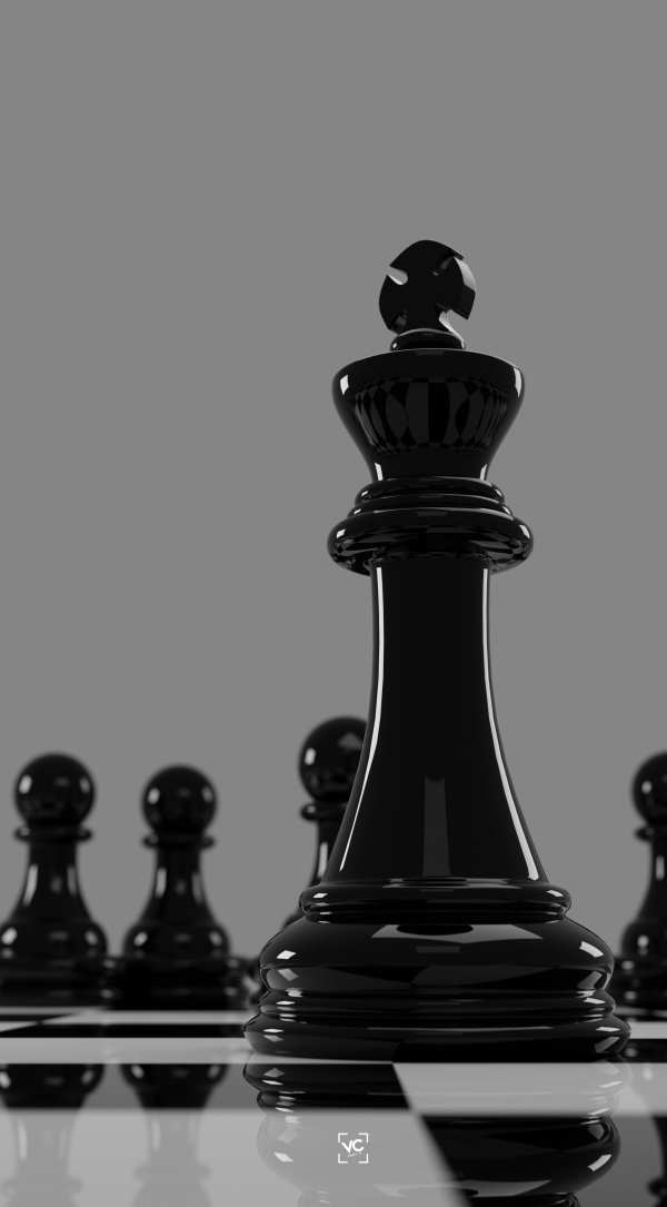 Glossy Black Chess King Strategy — phone wallpaper