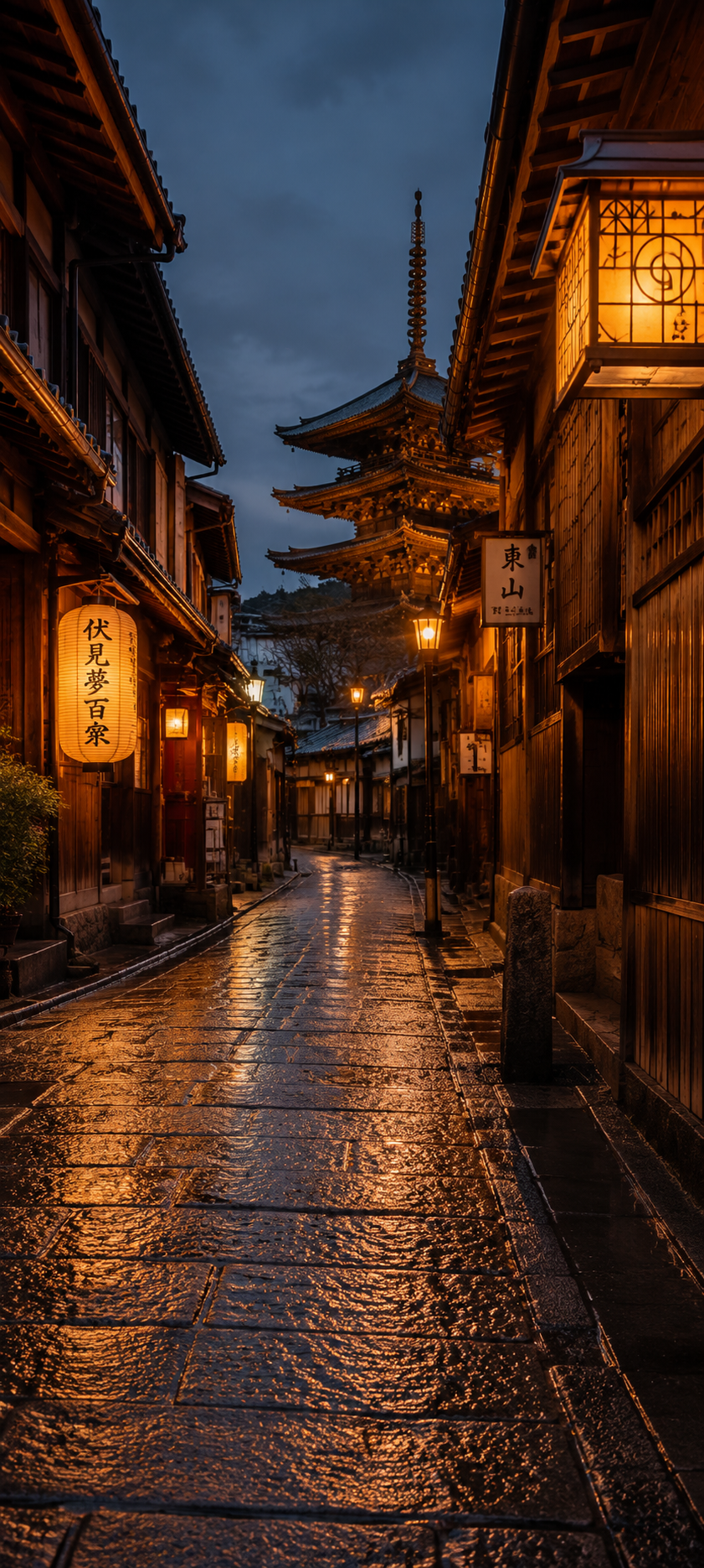 Historic Kyoto Lantern Glow — phone wallpaper preview