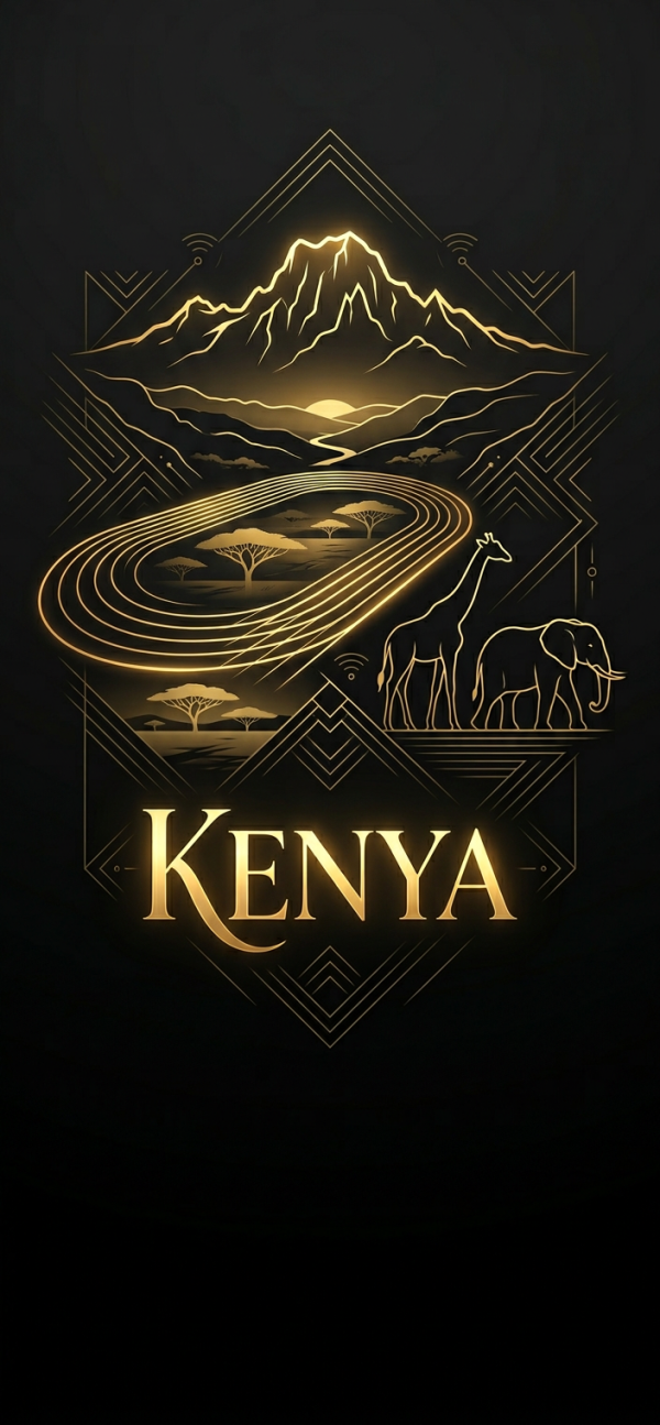 Golden Kenya Safari Art Deco — phone wallpaper