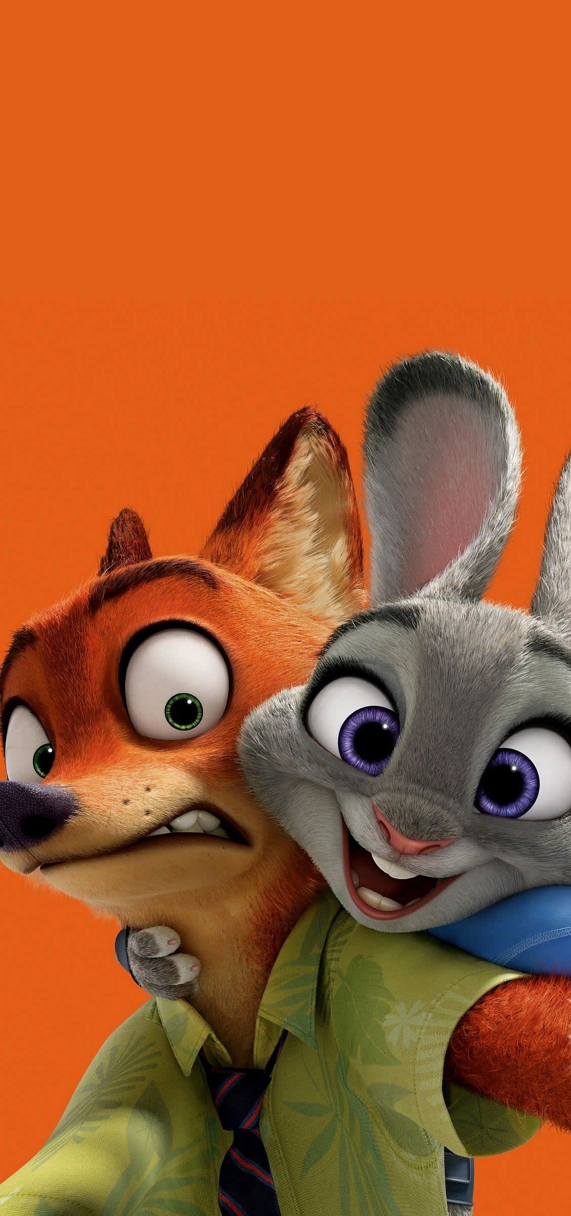 Zootopia Nick and Judy Close-Up — phone wallpaper preview