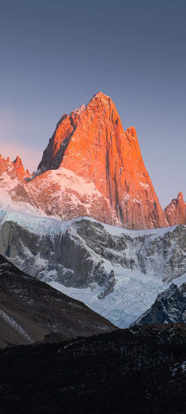 Majestic Fitz Roy Alpenglow Peak — phone wallpaper
