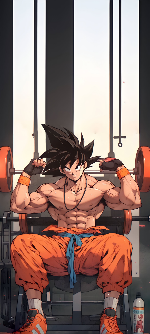 Goku's Intense Gym Training — phone wallpaper