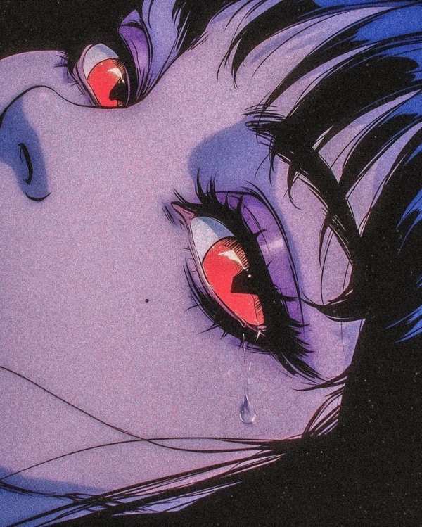 Crying Anime Girl Purple Gaze — phone wallpaper