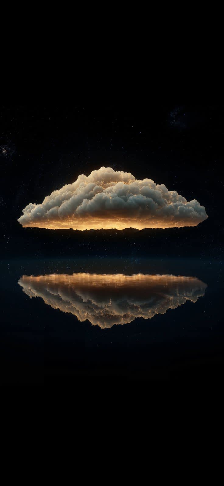 Floating Golden Cloud Reflection — phone wallpaper preview