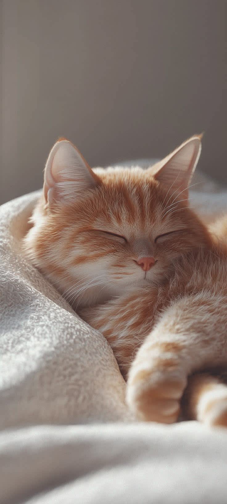 Peaceful Sleeping Ginger Cat — phone wallpaper preview