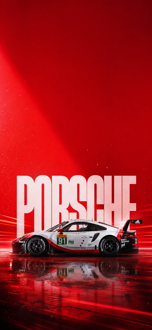 Dynamic Porsche 911 RSR Race Car — phone wallpaper