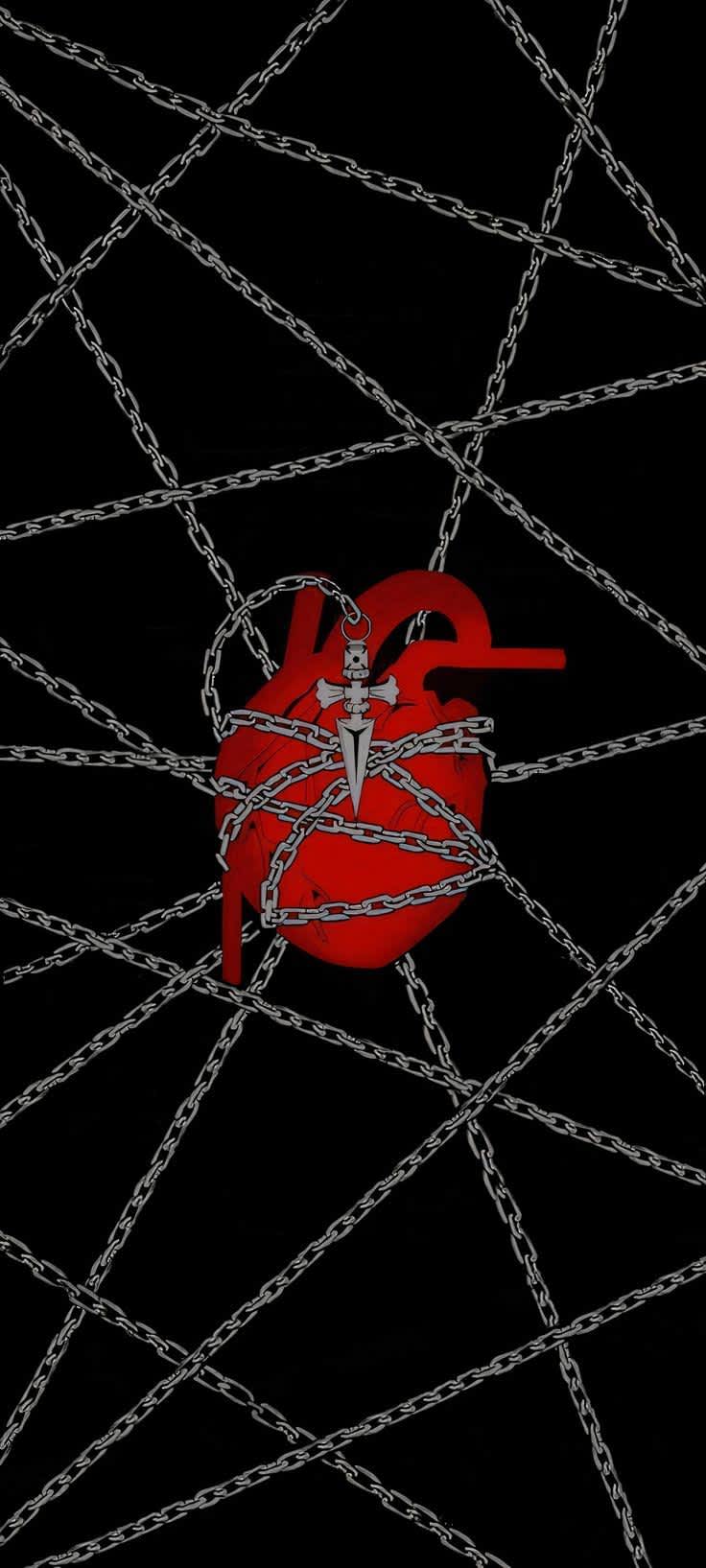 Chained Heart Dagger Dark — phone wallpaper preview