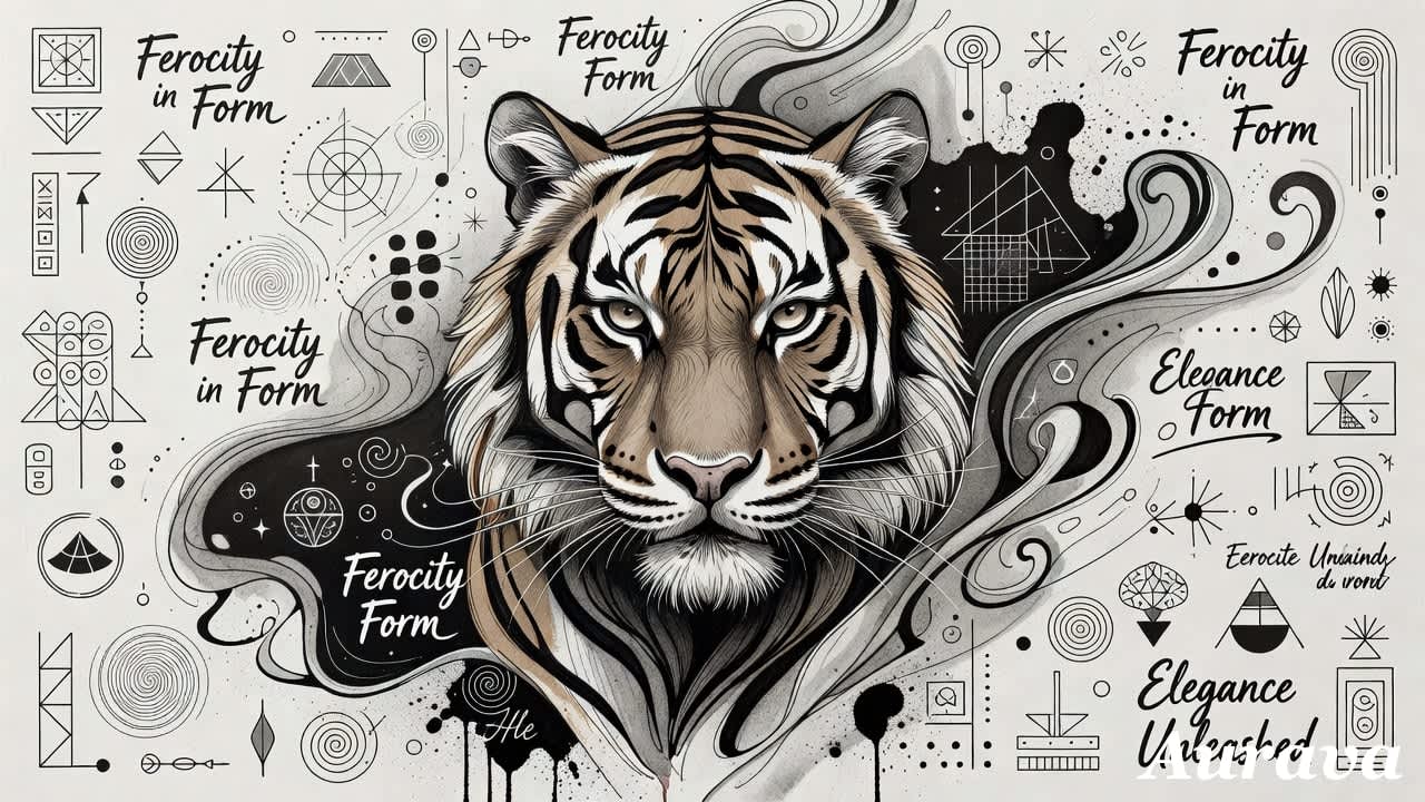Elegant Tiger Head Geometric Illustration — desktop wallpaper preview