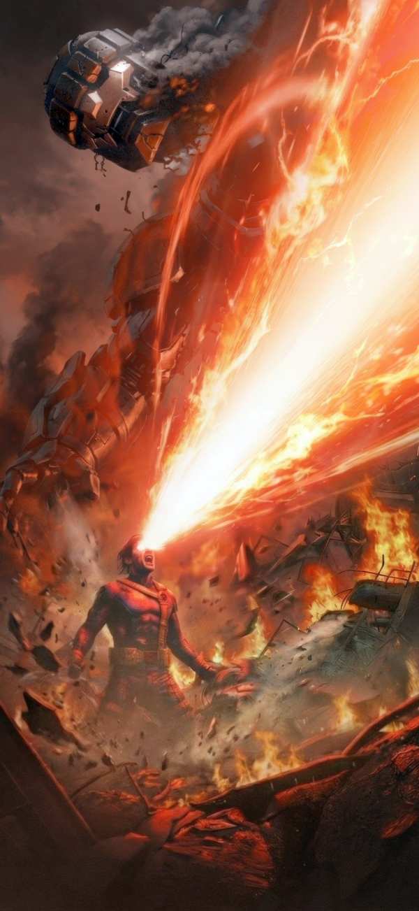 Fiery Optic Blast Devastation — phone wallpaper